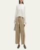 Bruzzi Wool-Cashmere Raglan-Sleeve Crop Sweater