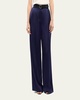 Double-Pleated Satin Wide-Leg Trousers