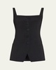 Square-Neck Buttoned Top