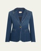 Macey Denim Notch-Collar Fitted Blazer
