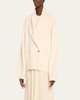Oversized Shawl Double-Breasted Wool Cardigan