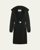Mixed-Media Hooded Cashmere Coat