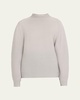 Funnel-Neck Circle Knit Wool Top