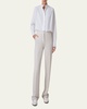 Gathered Shoulder Button Down Poplin Blouse