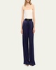 Double-Pleated Satin Wide-Leg Trousers