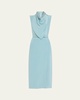 Scarf Drape Silk Crepe Midi Dress With Belt