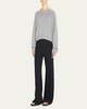 Bruzzi Wool-Cashmere Raglan-Sleeve Crop Sweater