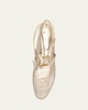 Slim Clarita Bow-Strap Fishnet Ballerina Flats