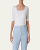 Cotton 1/2-Sleeve Square-Neck Tee