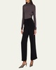 Striped Woven Straight-Leg Ankle Pull-On Trousers
