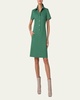 Short-Sleeve Cotton Denim Stretch Polo Shirtdress