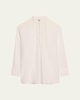 Stand-Collar Tassel Cotton Voile Shirt