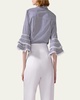 Stripe Tiered Ruffle Sleeve Button Down Top