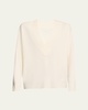 Sage Plunging V-Neck Cashmere Oversized Sweater