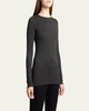 Soft Touch Flat-Edge Long-Sleeve Crewneck Top