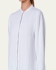 Band-Collar Linen Tunic Blouse