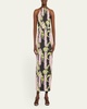 Delilah Halter Backless Linen Midi Dress