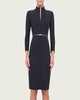 Split-Neck Double-Face Wool Sheath Dress