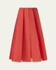 Dex Pleated Silk Midi Skirt