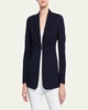 Leather-Collar Wool Jacket