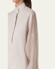 Mixed-Media Linen Toile Striped Organza Tunic Blouse