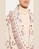 Jacquard Bandana Fringe Wool Cashmere Bomber Cardigan, White