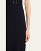 Trapezoid Buckle Wrapped Wool Pencil Skirt
