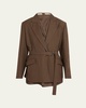 Belted Linen Twill Blazer