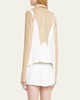 Drape-Front Quilted Faux-Leather Jacket