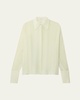 Convertible Pleated Silk Wrap Shirt