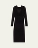 Cowl-Neck Gathered Midi Dress