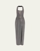 Crystal Embellished Halter Slit Gown