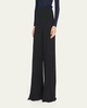 Layered Front-Slits Silk Georgette Wide-Leg Pants