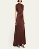 Nadia Ruched Petal-Sleeve Gown