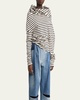 Jersey Cowl-Neck Draped Top