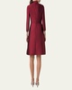 Dupion Three-Quarter Sleeve Pleated Cocktail Dress