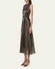 Metallic Organza Sleeveless Midi Dress