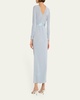 Plisse Jersey Gown with Beaded Hip Detail
