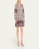 Abri Floral Long-Sleeve Mini Dress