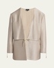 Shiny Raffia Jersey Jacquard Tie Jacket