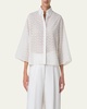 Eyelet Three-Quarter Sleeve Poplin Blouse