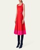 Cotton Poplin Colorblock Midi Dress with Belted Waist