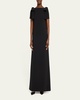 Shoulder Bow Crepe Column Gown