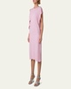 Lasercut Shoulder-Drape Midi Dress