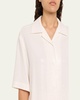 Sequined Short Sleeve Button Up Top
