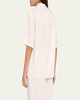 Sequined Short Sleeve Button Up Top