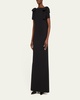 Shoulder Bow Crepe Column Gown