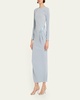Plisse Jersey Gown with Beaded Hip Detail