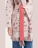 Jacquard Bandana Fringe Belted Cashmere Cardigan, Pink