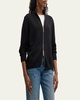 Cotton-Silk Tape Fitted Bomber Sweater
